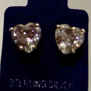 Sterling Silver CZ Studs Heart Shaped